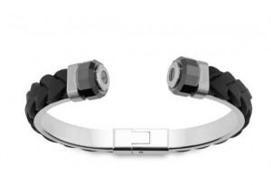 Bracelet Homme Swaroski; Revolution Black Leather