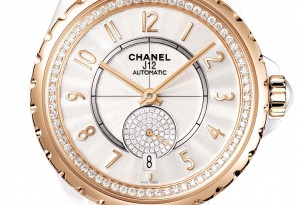 J12-365 WHITE CERAMIC, 18K BEIGE GOLD AND DIAMONDS