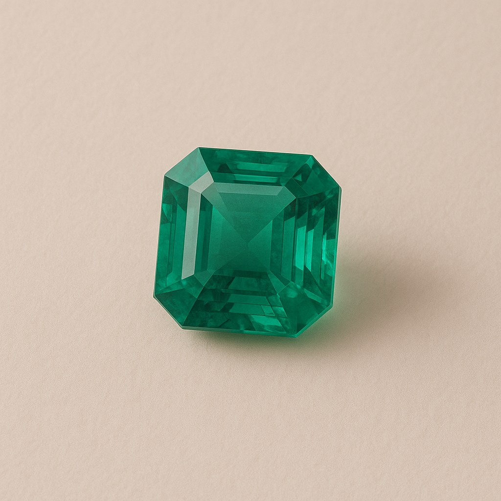 Émeraude verte rectangulaire