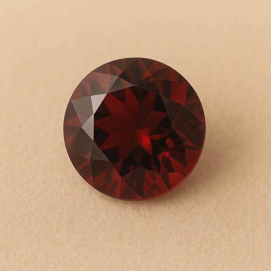 Grenat taille ronde rouge profond