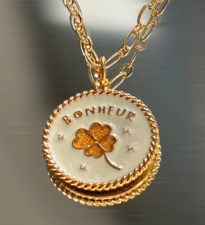 Collier medaille bonheur Ivory Gold